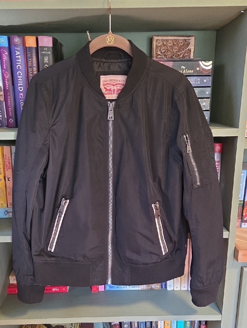 Levi's Black Women's Bomber Jacket with Metal Zippers